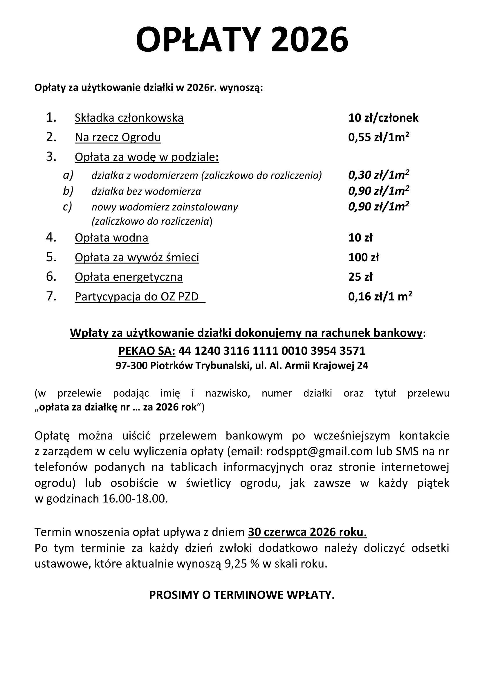Opłaty za działkę na rok 2026 1